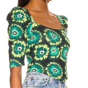 Like New Free People Give Me More Top Green Floral Size Small